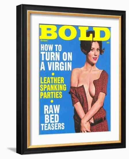 Bold, Lurid Magazine Cover with Cheesecake-null-Framed Art Print