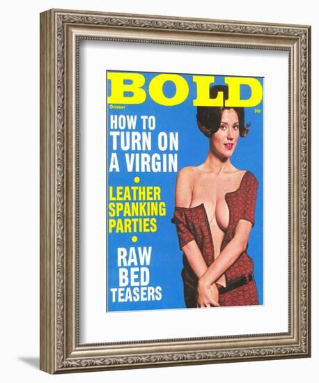 Bold, Lurid Magazine Cover with Cheesecake-null-Framed Art Print