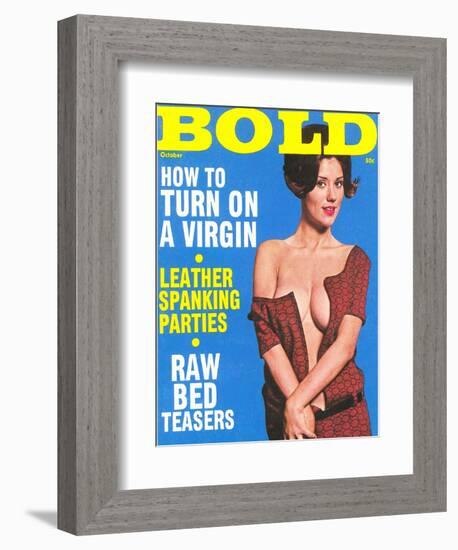 Bold, Lurid Magazine Cover with Cheesecake-null-Framed Art Print