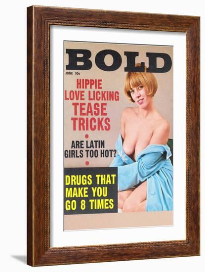 Bold, Lurid Magazine Cover with Cheesecake-null-Framed Art Print