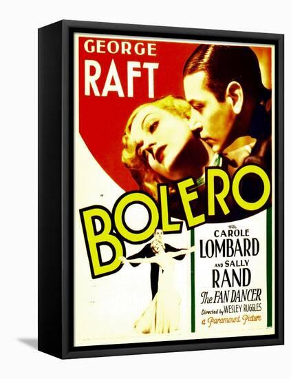 Bolero, Carole Lombard, George Raft on midget window card, 1934-null-Framed Stretched Canvas