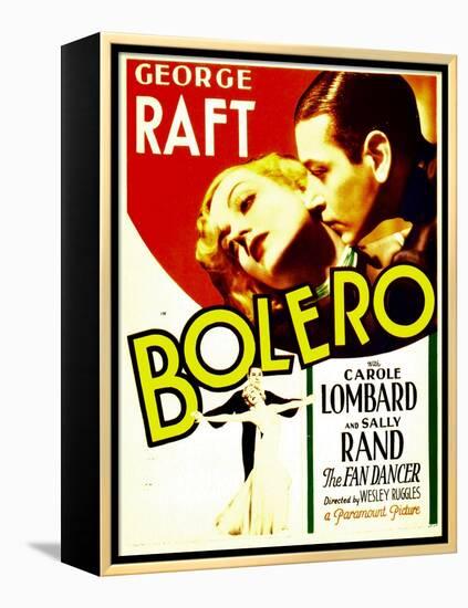 Bolero, Carole Lombard, George Raft on midget window card, 1934-null-Framed Stretched Canvas