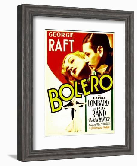 Bolero, Carole Lombard, George Raft on midget window card, 1934-null-Framed Art Print