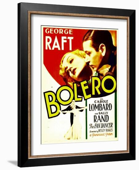 Bolero, Carole Lombard, George Raft on midget window card, 1934-null-Framed Art Print