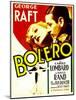 Bolero, Carole Lombard, George Raft on midget window card, 1934-null-Mounted Art Print