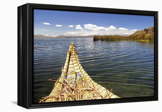 Bolivia, Lake Titicaca, Reed Boat of Uros Floating Reed Islands of Lake Titicaca-Kymri Wilt-Framed Premier Image Canvas