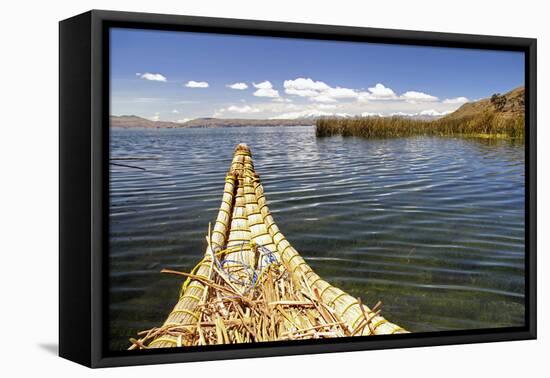 Bolivia, Lake Titicaca, Reed Boat of Uros Floating Reed Islands of Lake Titicaca-Kymri Wilt-Framed Premier Image Canvas