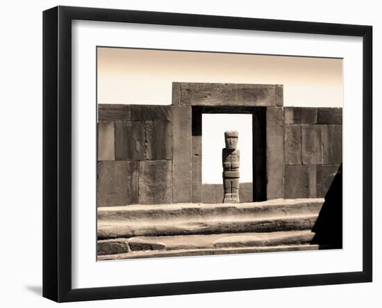 Bolivia, Tiahuanaco Ruins, Ponce Monolith Statue, Temple Gateway, Kalasasya Courtyard-John Coletti-Framed Photographic Print