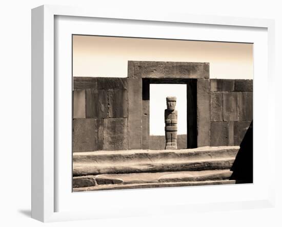 Bolivia, Tiahuanaco Ruins, Ponce Monolith Statue, Temple Gateway, Kalasasya Courtyard-John Coletti-Framed Photographic Print