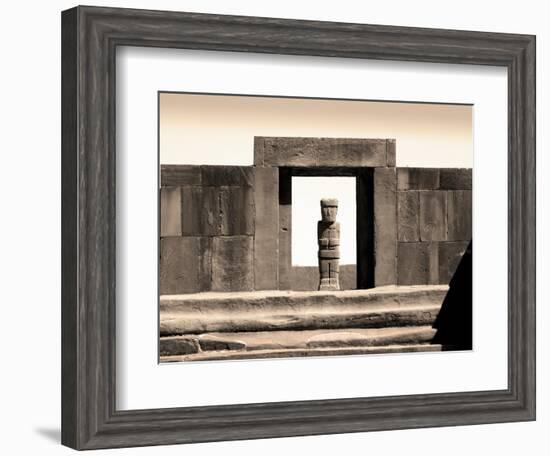 Bolivia, Tiahuanaco Ruins, Ponce Monolith Statue, Temple Gateway, Kalasasya Courtyard-John Coletti-Framed Photographic Print