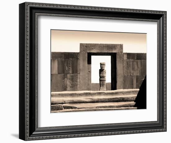 Bolivia, Tiahuanaco Ruins, Ponce Monolith Statue, Temple Gateway, Kalasasya Courtyard-John Coletti-Framed Photographic Print