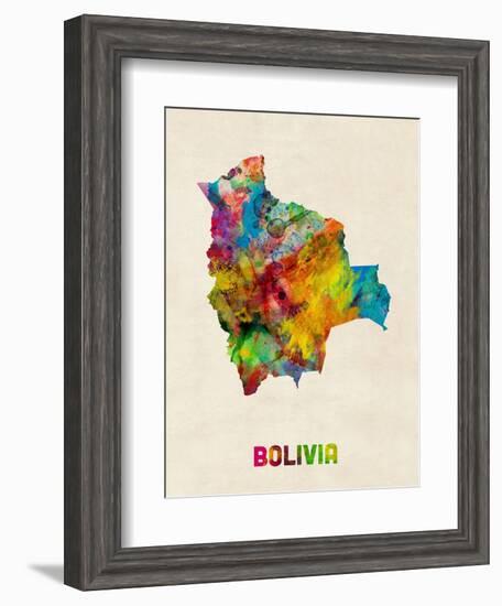 Bolivia Watercolor Map-Michael Tompsett-Framed Art Print