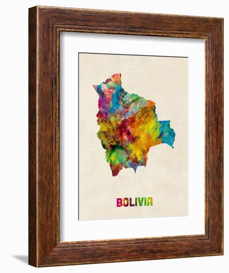 Bolivia Watercolor Map-Michael Tompsett-Framed Art Print