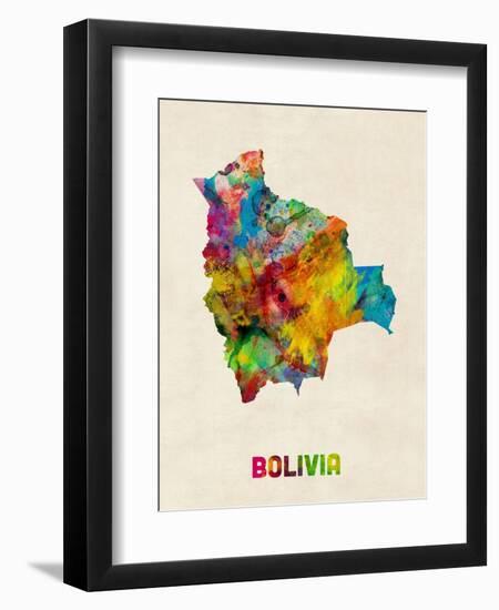 Bolivia Watercolor Map-Michael Tompsett-Framed Art Print