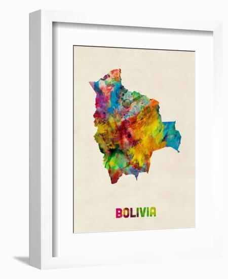 Bolivia Watercolor Map-Michael Tompsett-Framed Art Print