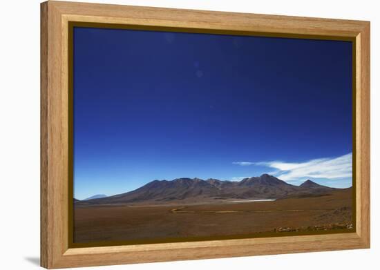 Bolivian desert, Bolivia. Arid landscape going toward lake and mountains.-Anthony Asael-Framed Premier Image Canvas