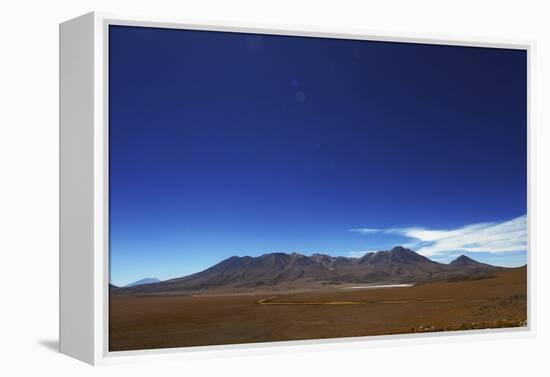 Bolivian desert, Bolivia. Arid landscape going toward lake and mountains.-Anthony Asael-Framed Premier Image Canvas