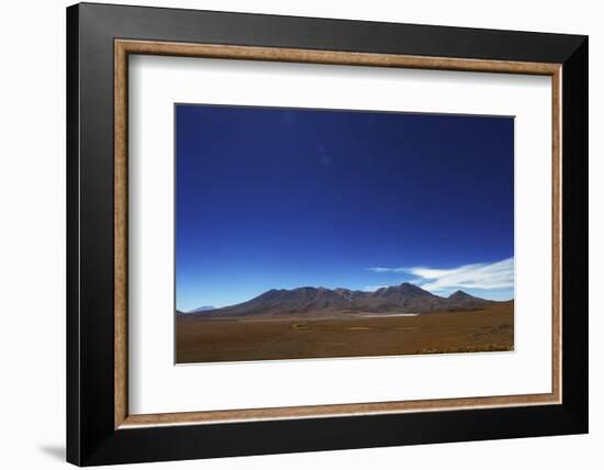 Bolivian desert, Bolivia. Arid landscape going toward lake and mountains.-Anthony Asael-Framed Photographic Print