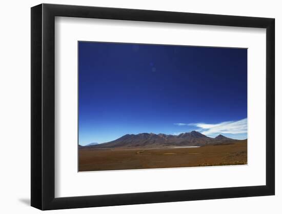 Bolivian desert, Bolivia. Arid landscape going toward lake and mountains.-Anthony Asael-Framed Photographic Print