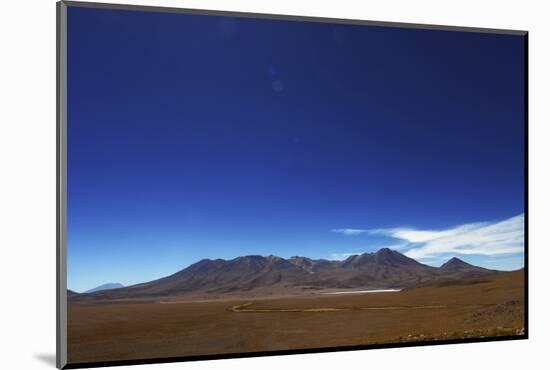 Bolivian desert, Bolivia. Arid landscape going toward lake and mountains.-Anthony Asael-Mounted Photographic Print