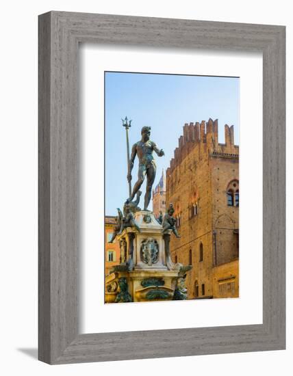 Bologna, Emilia-Romagna, Italy. Fontana di Nettuno, or Neptune Fountain in Piazza del Nettuno. T...-null-Framed Photographic Print