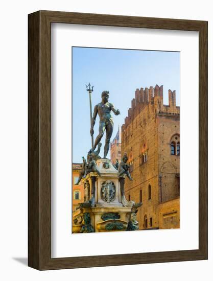 Bologna, Emilia-Romagna, Italy. Fontana di Nettuno, or Neptune Fountain in Piazza del Nettuno. T...-null-Framed Photographic Print