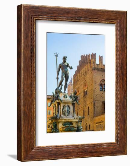 Bologna, Emilia-Romagna, Italy. Fontana di Nettuno, or Neptune Fountain in Piazza del Nettuno. T...-null-Framed Photographic Print