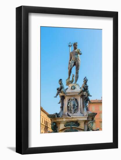 Bologna, Emilia-Romagna, Italy. Fontana di Nettuno, or Neptune Fountain in Piazza del Nettuno. T...-null-Framed Photographic Print