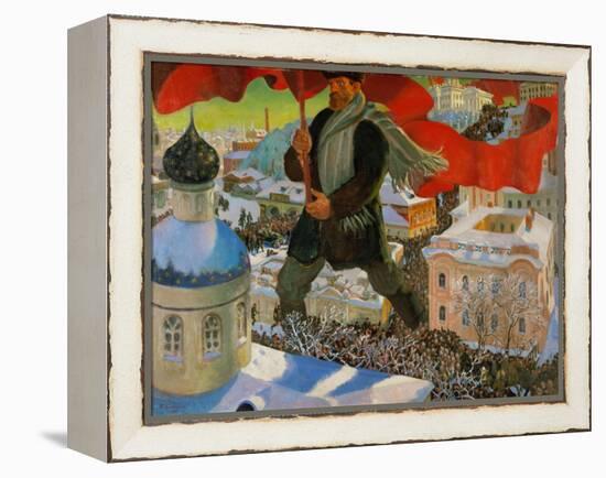 Bolshevik. Oil on canvas (1920).-Boris Mikhailovich Kustodiev-Framed Premier Image Canvas