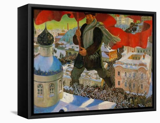 Bolshevik. Oil on canvas (1920).-Boris Mikhailovich Kustodiev-Framed Premier Image Canvas