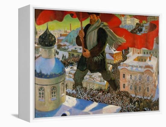 Bolshevik. Oil on canvas (1920).-Boris Mikhailovich Kustodiev-Framed Premier Image Canvas