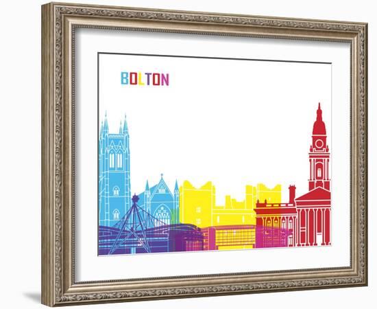 Bolton Skyline Pop-paulrommer-Framed Art Print