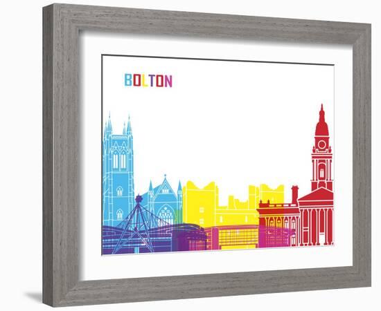 Bolton Skyline Pop-paulrommer-Framed Art Print