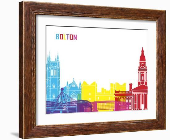 Bolton Skyline Pop-paulrommer-Framed Art Print