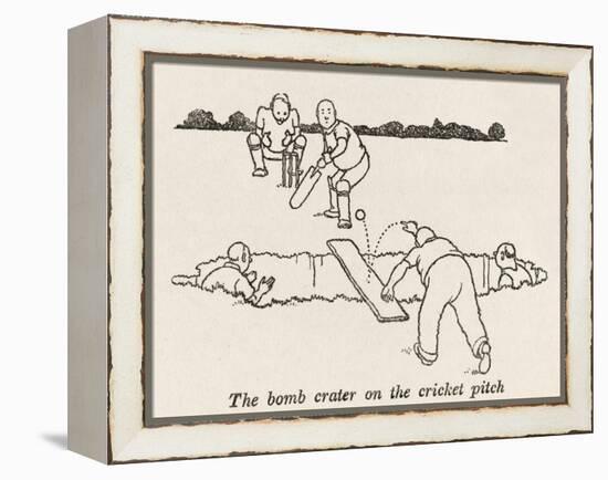 Bomb Crater, Cricket Pitch-William Heath Robinson-Framed Premier Image Canvas