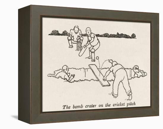 Bomb Crater, Cricket Pitch-William Heath Robinson-Framed Premier Image Canvas