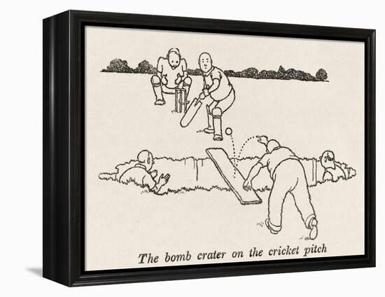 Bomb Crater, Cricket Pitch-William Heath Robinson-Framed Premier Image Canvas