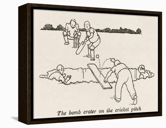 Bomb Crater, Cricket Pitch-William Heath Robinson-Framed Premier Image Canvas