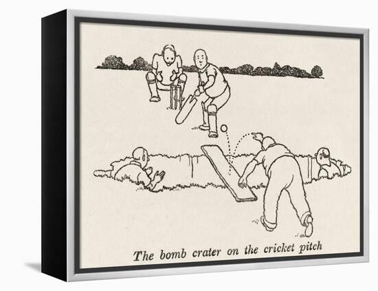 Bomb Crater, Cricket Pitch-William Heath Robinson-Framed Premier Image Canvas