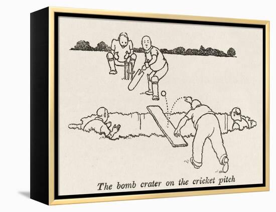 Bomb Crater, Cricket Pitch-William Heath Robinson-Framed Premier Image Canvas