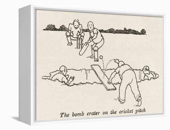 Bomb Crater, Cricket Pitch-William Heath Robinson-Framed Premier Image Canvas