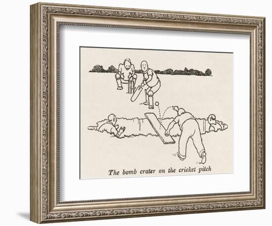 Bomb Crater, Cricket Pitch-William Heath Robinson-Framed Photographic Print