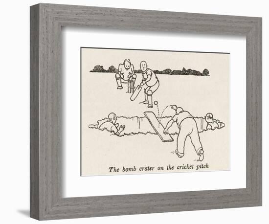 Bomb Crater, Cricket Pitch-William Heath Robinson-Framed Photographic Print