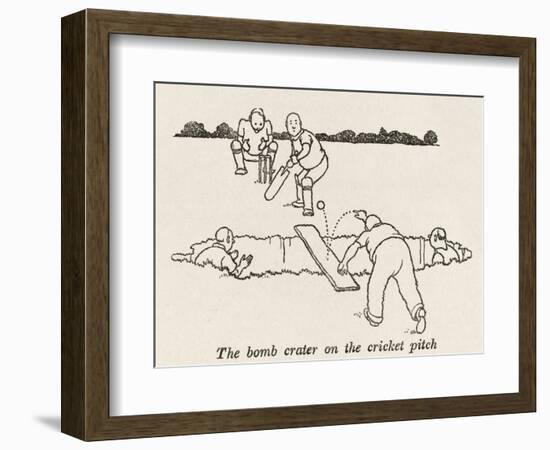 Bomb Crater, Cricket Pitch-William Heath Robinson-Framed Photographic Print