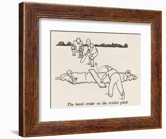 Bomb Crater, Cricket Pitch-William Heath Robinson-Framed Photographic Print