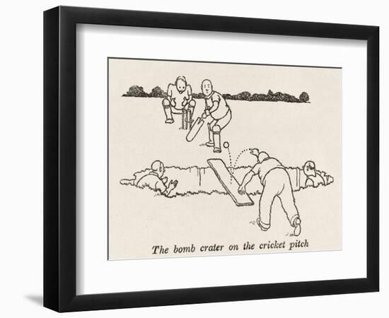 Bomb Crater, Cricket Pitch-William Heath Robinson-Framed Photographic Print
