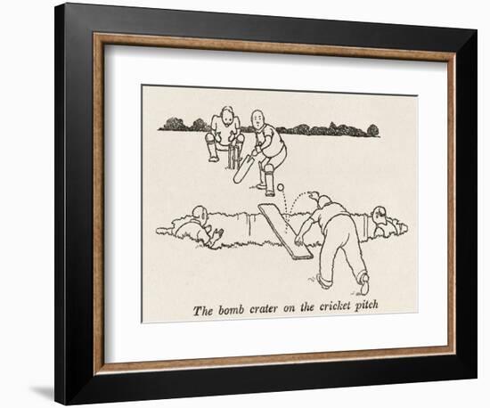 Bomb Crater, Cricket Pitch-William Heath Robinson-Framed Photographic Print