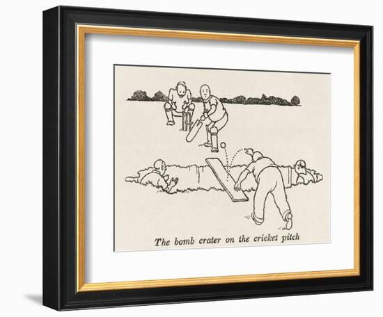 Bomb Crater, Cricket Pitch-William Heath Robinson-Framed Photographic Print