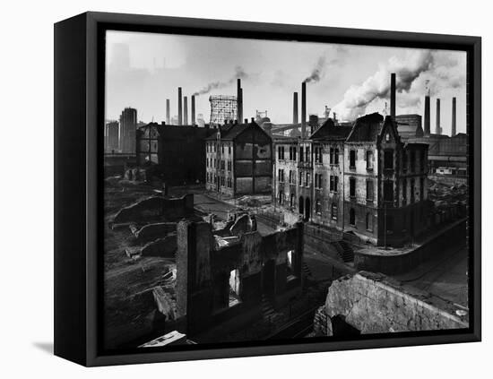 Bomb Damaged Buildings in the Shadow of the Thyssen Steel Mill-Ralph Crane-Framed Premier Image Canvas
