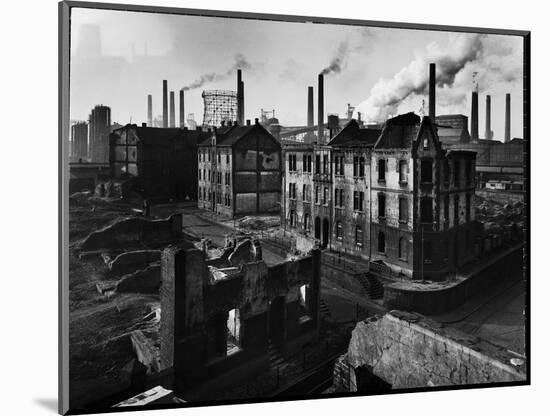 Bomb Damaged Buildings in the Shadow of the Thyssen Steel Mill-Ralph Crane-Mounted Photographic Print